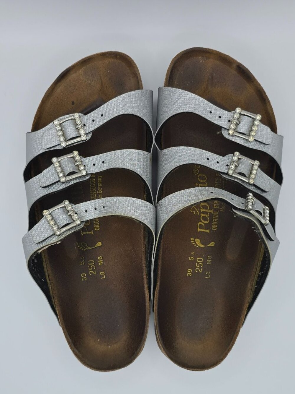 Birkenstock Papillio Florida Silver/Rhinestone Sandal Womens Size EU39 US8
